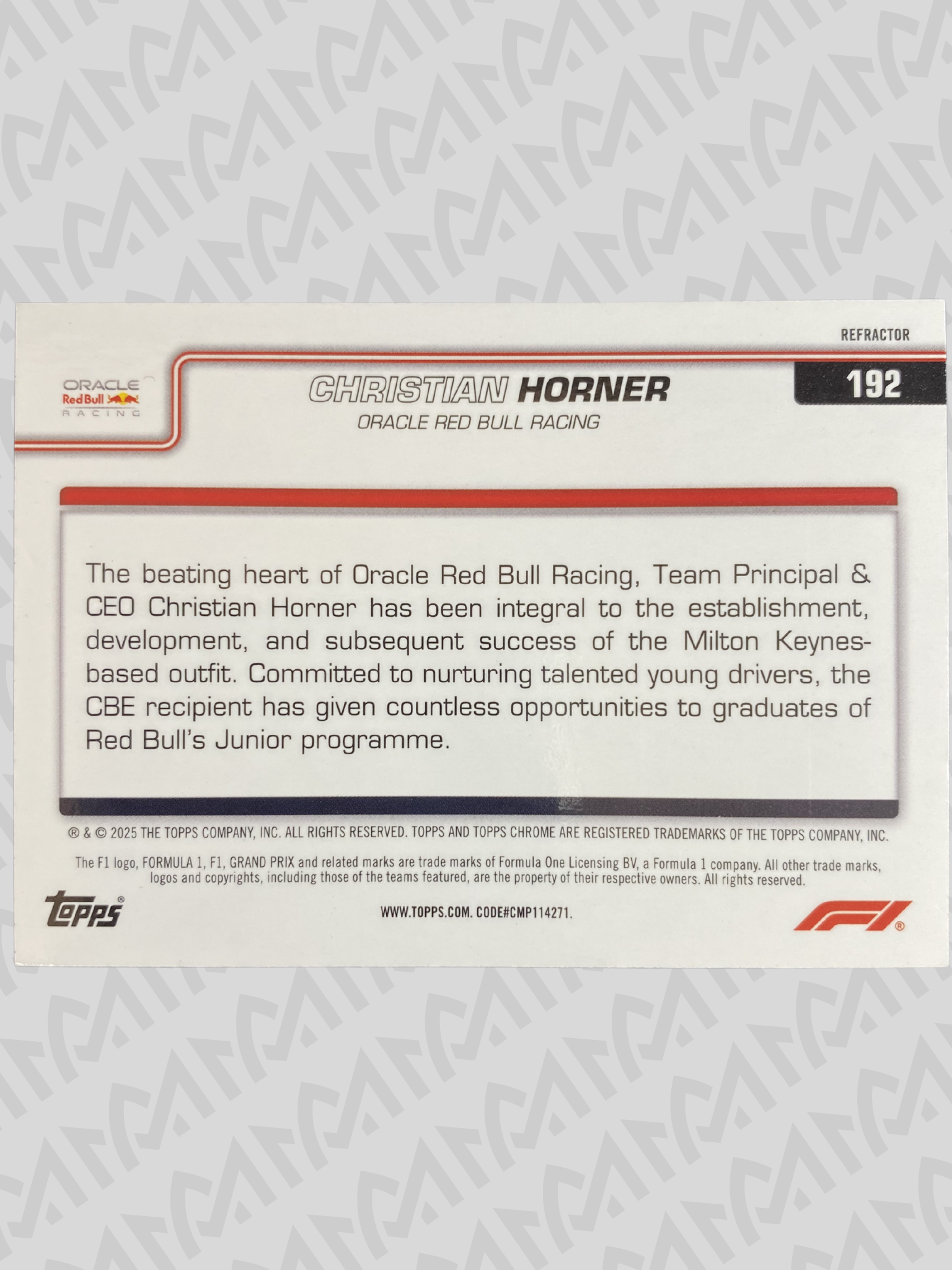 Christian Horner - Topps Chrome F1 Team Principal Refractor