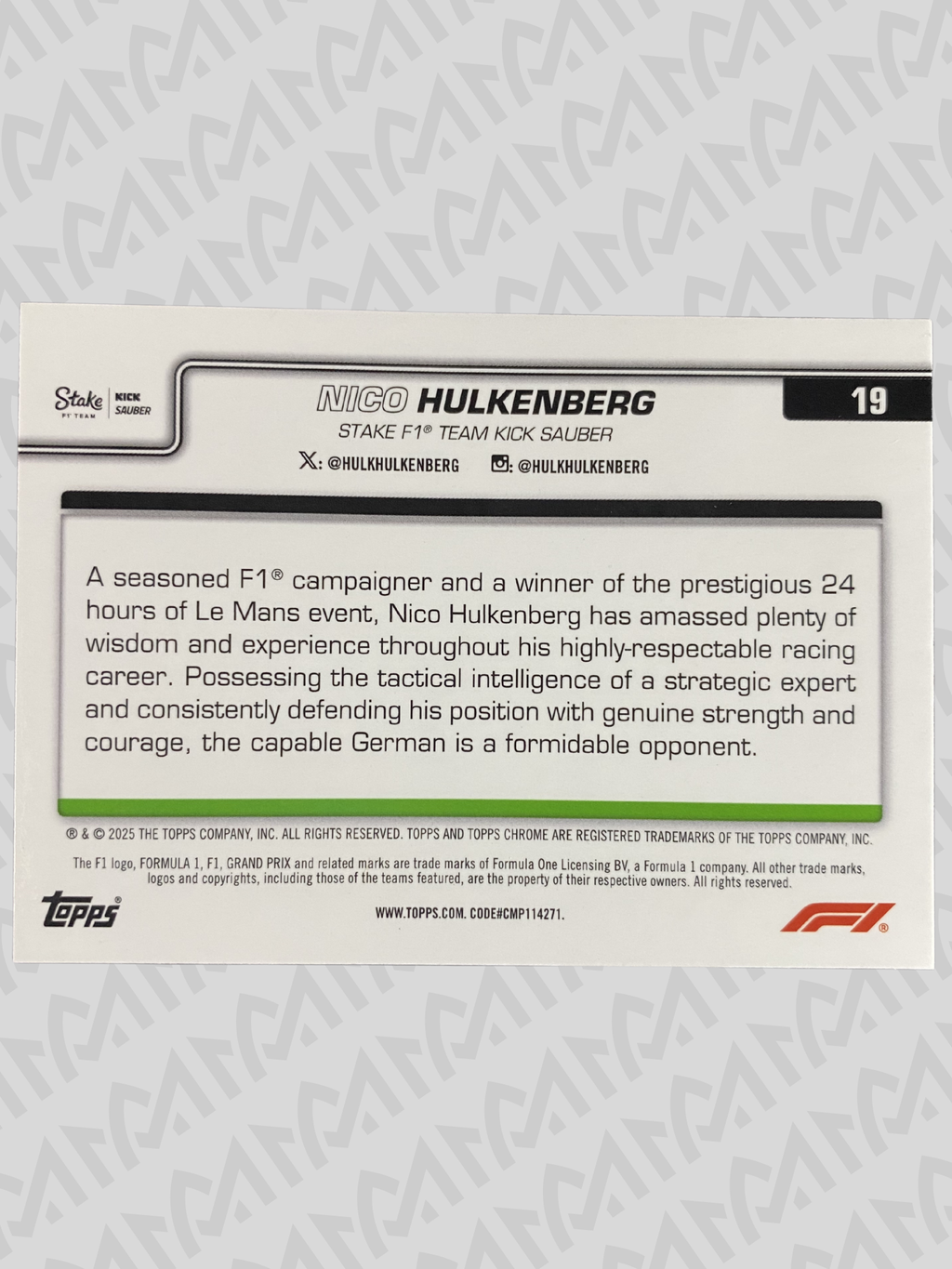 Nico Hulkenberg - Topps Chrome F1 #27