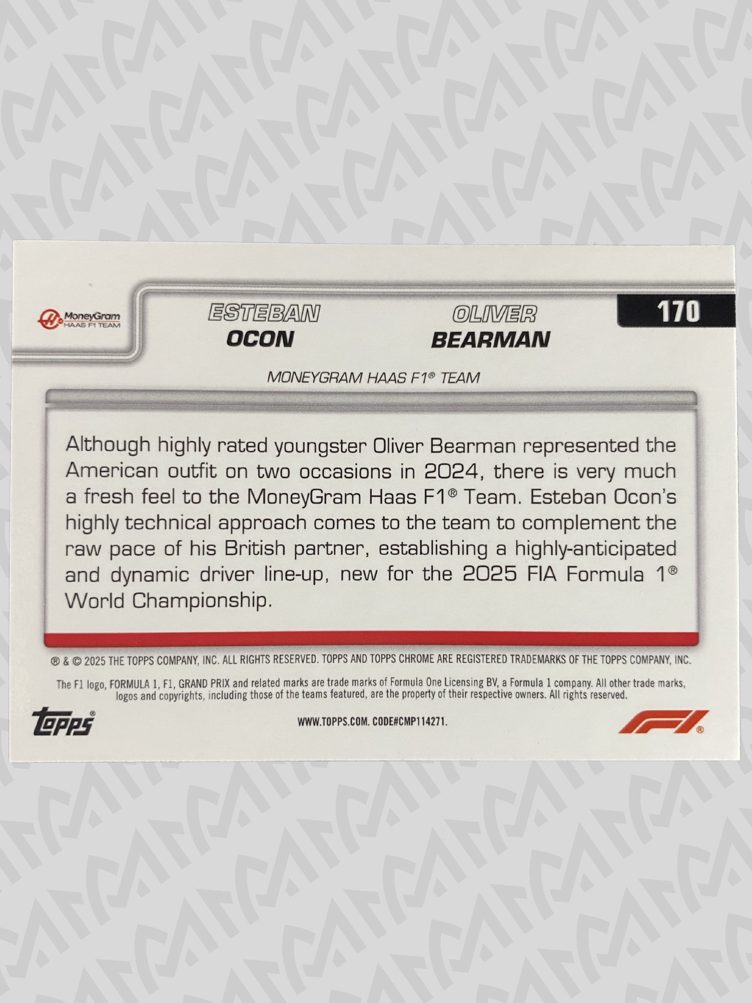 Ocon & Bearman - Topps Chrome F1 DUO Insert