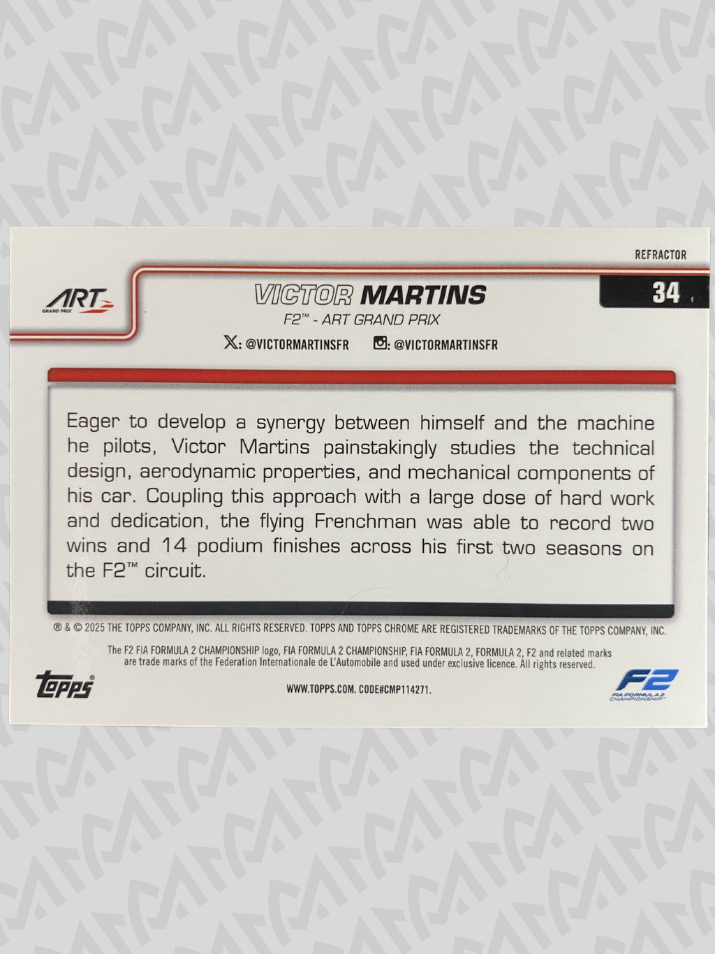 Victor Martins - Topps Chrome Formula 2 Rainbow Refractor