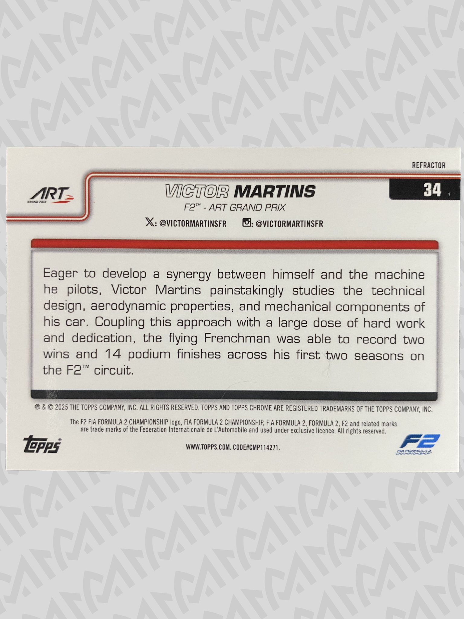 Victor Martins - Topps Chrome Formula 2 Rainbow Refractor