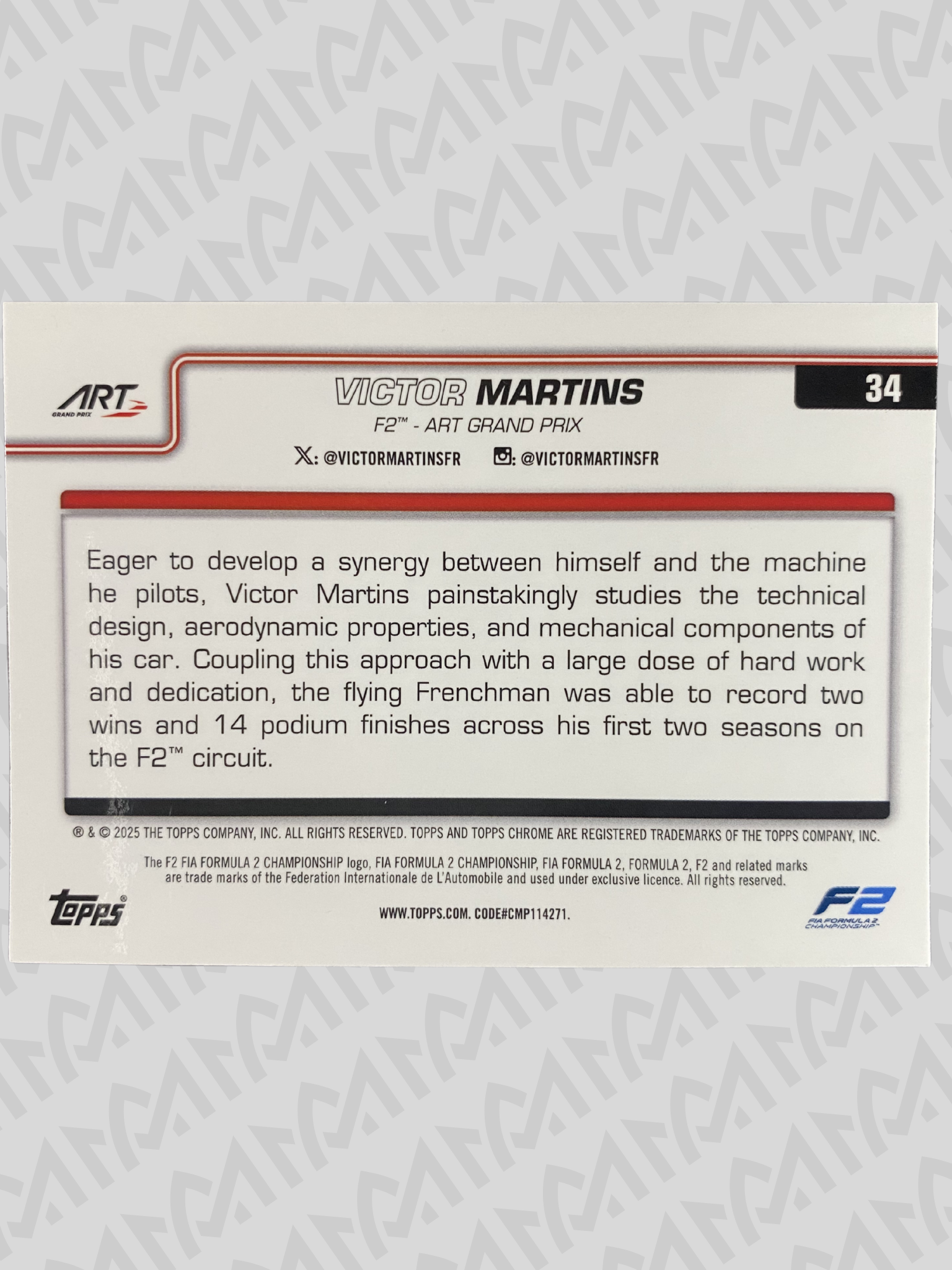 Topps Chrome F2 Victor Martins - Base Card