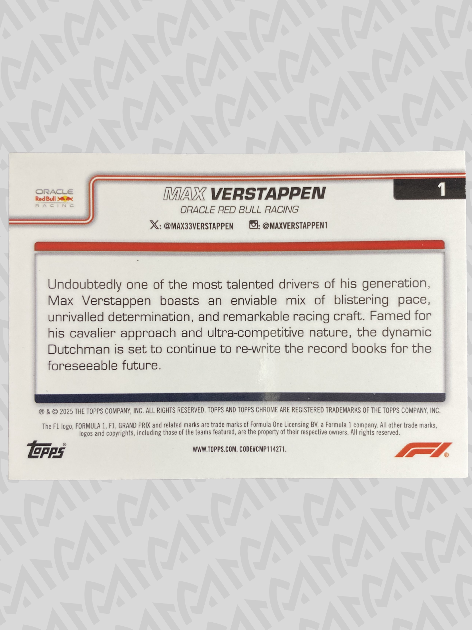 Max Verstappen - Base Refractor Portrait Red Bull Racing