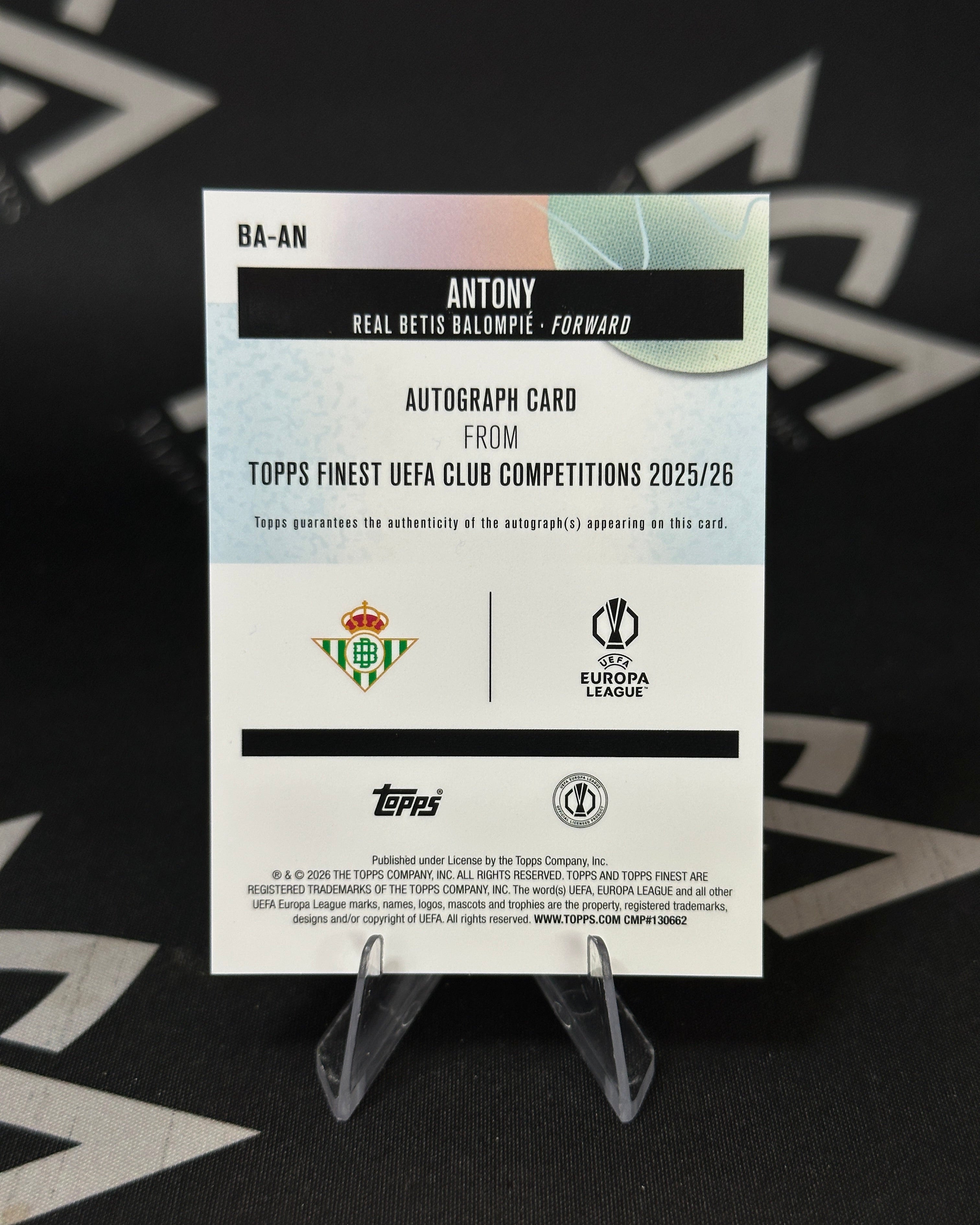 Antony – Autógrafo - Topps Finest UEFA Europa League 2026