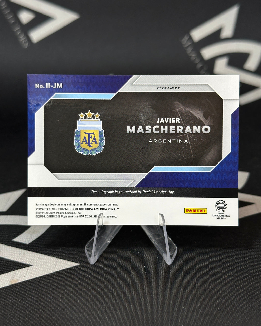 Javier Mascherano – Green Prizm Autógrafo - Panini Prizm Copa América International Ink 2024