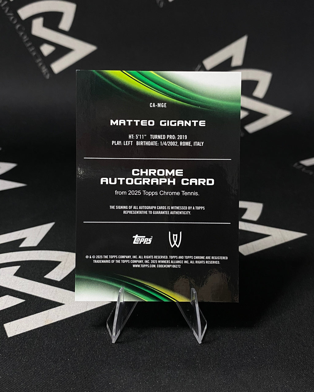 Matteo Gigante - Autógrafo Refractor RC - Topps Chrome Tennis 2025