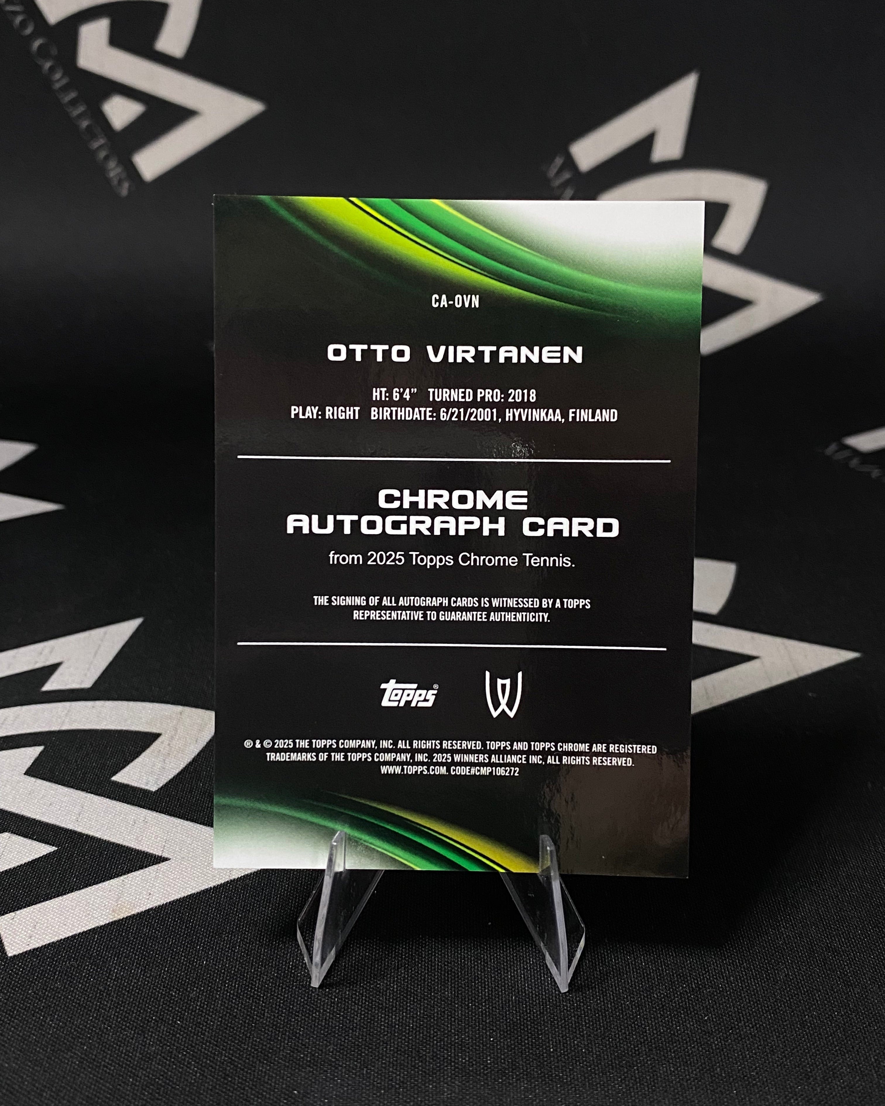 Otto Virtanen - Autógrafo Refractor - Topps Chrome Tennis 2025 (Leer Descripcion)
