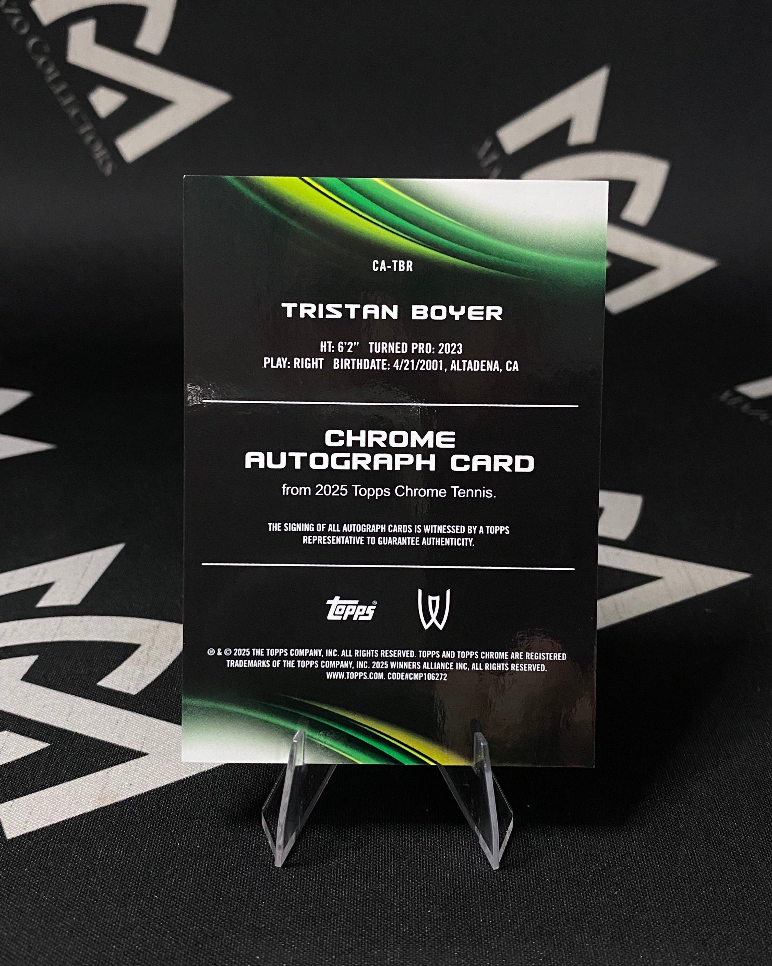 Tristan Boyer - Autógrafo Refractor RC - Topps Chrome Tennis 2025