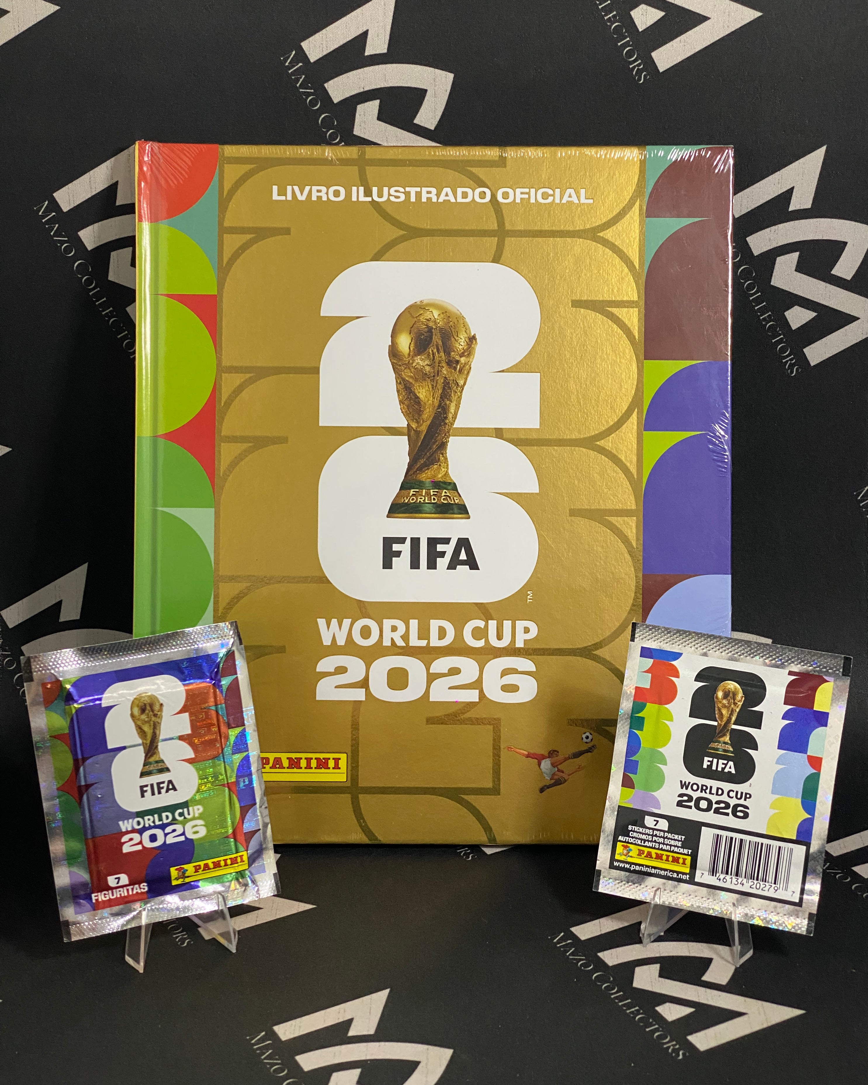 Combo Coleccionista: Álbum Panini Mundial 2026 Tapa Dura Dorado Brasilero + 2 Sobres Oficiales de Paraguay y Estados Unidos