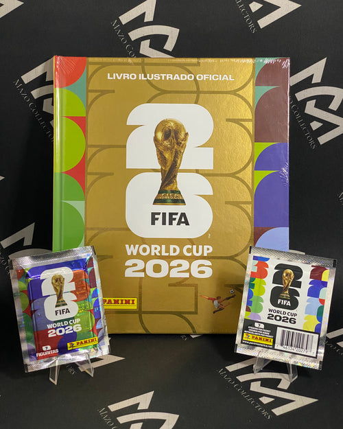 Combo Coleccionista: Álbum Panini Mundial 2026 Tapa Dura Dorado Brasilero + 2 Sobres Oficiales de Paraguay y Estados Unidos