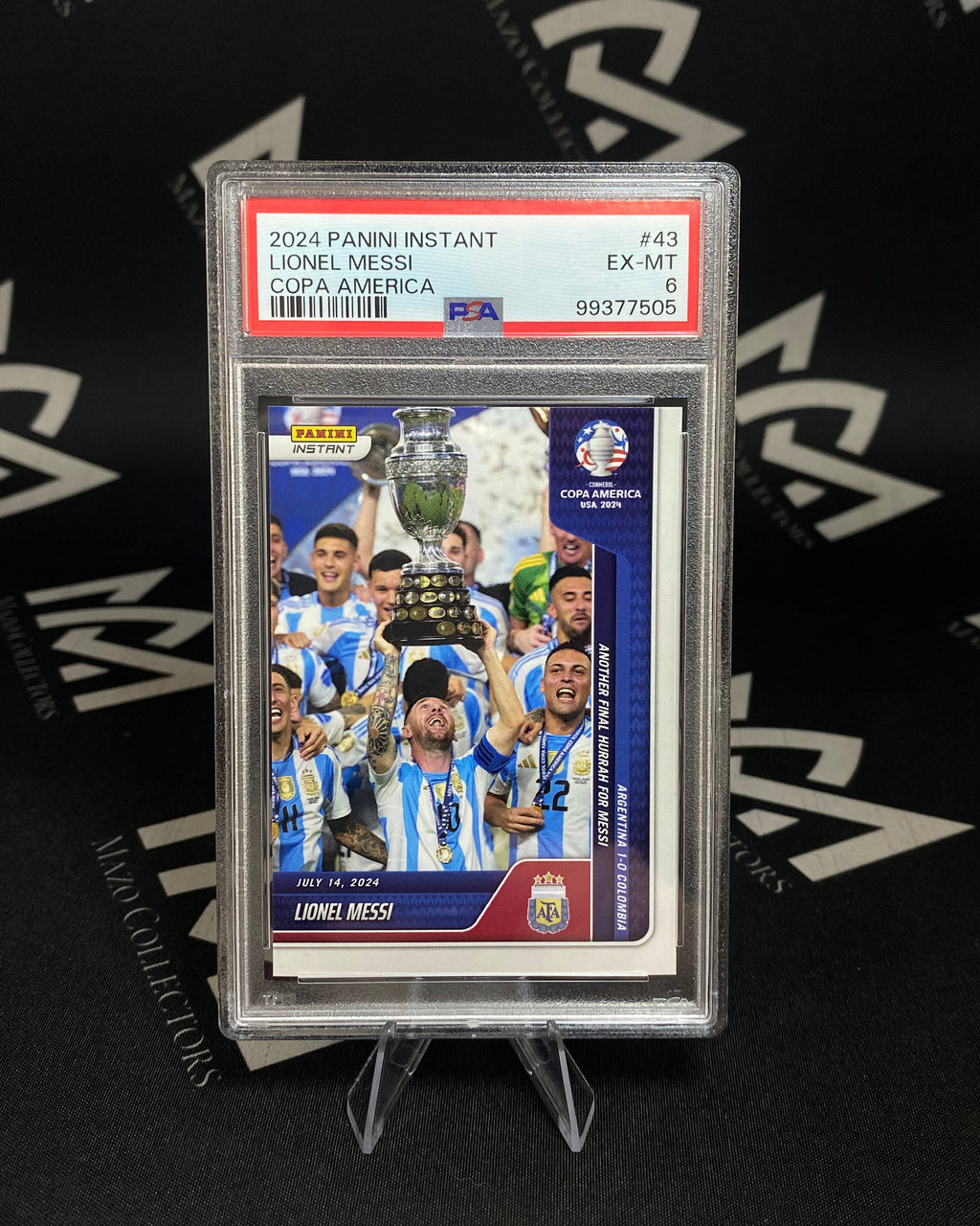 Lionel Messi Panini Instant Copa América 2024 – PSA 6 – 1 de 12674 Unidades en el mundo.