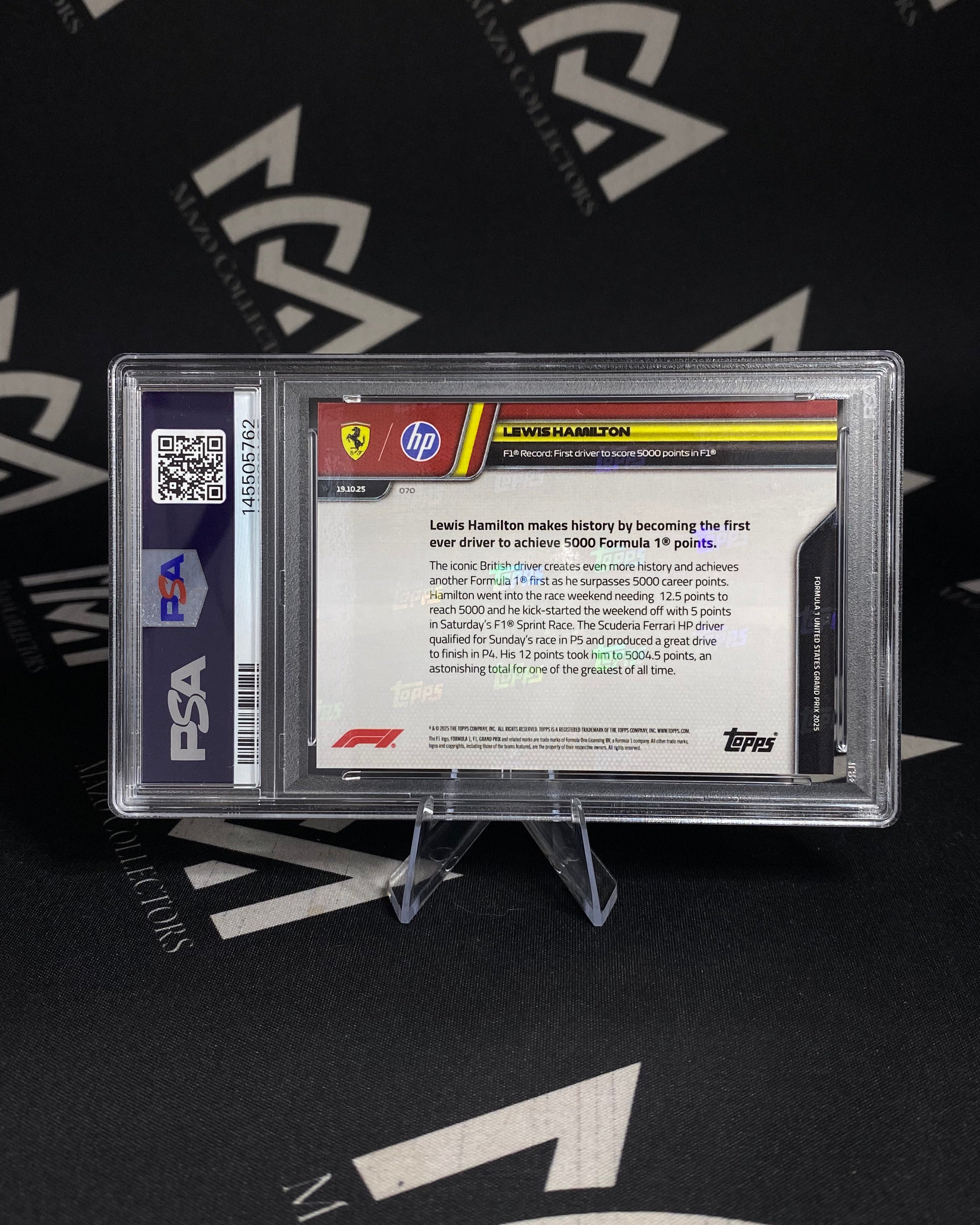 Lewis Hamilton - PSA 9 Mint -Topps Now Formula 1 2025
