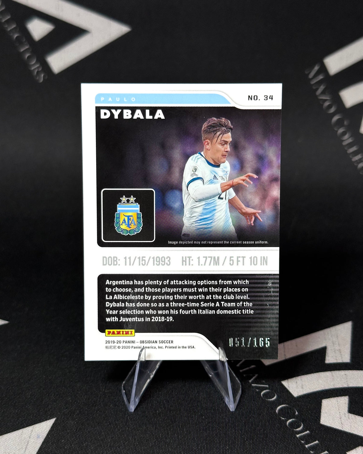 Paulo Dybala – Obsidian Numerada 051/165 – Panini Obsidian Soccer 2019-20