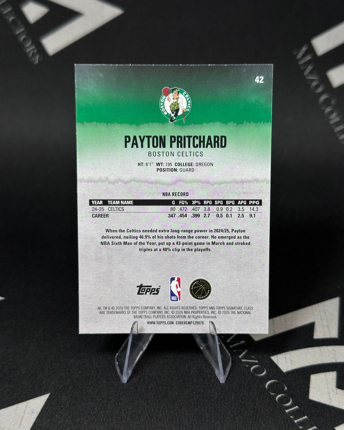 Payton Pritchard – Round Pick 26 – Topps Signature Class 2026