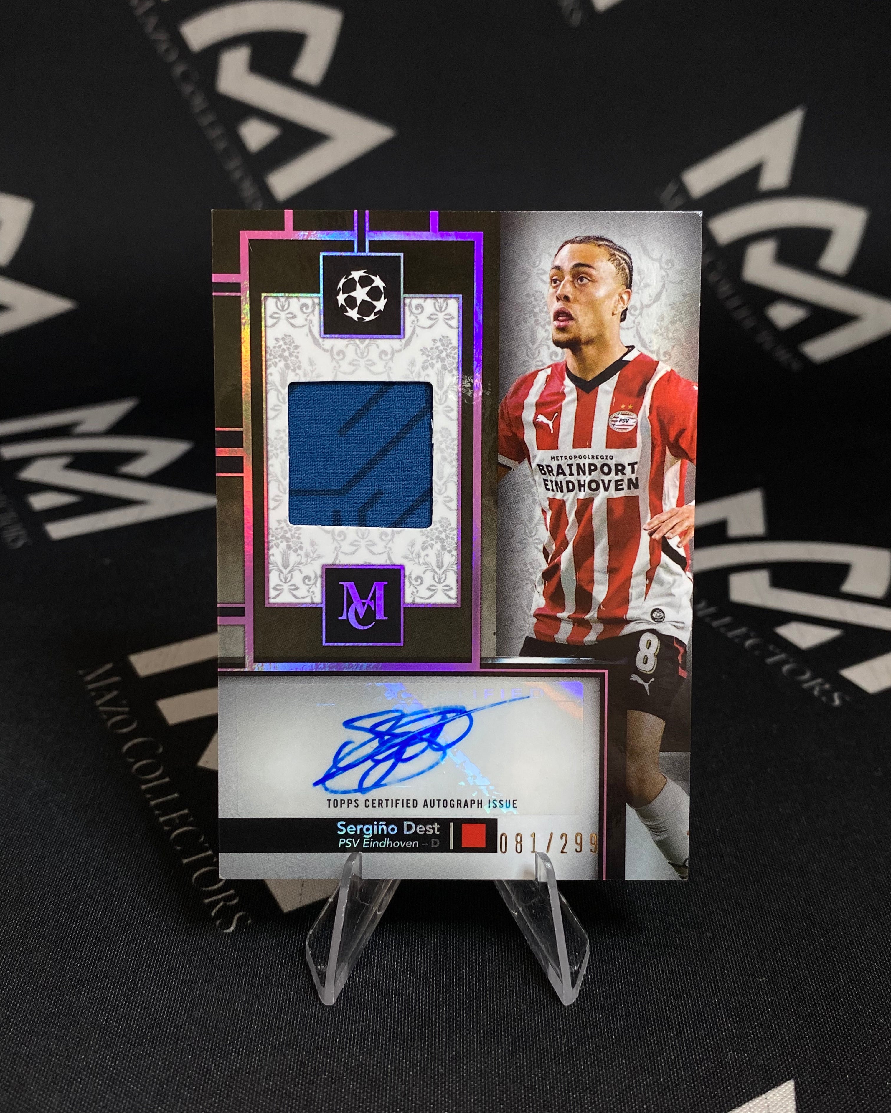 Sergiño Dest - Autógrafo y Parche Numerada 081/299 - Topps Museum Collection - PSV Eindhoven