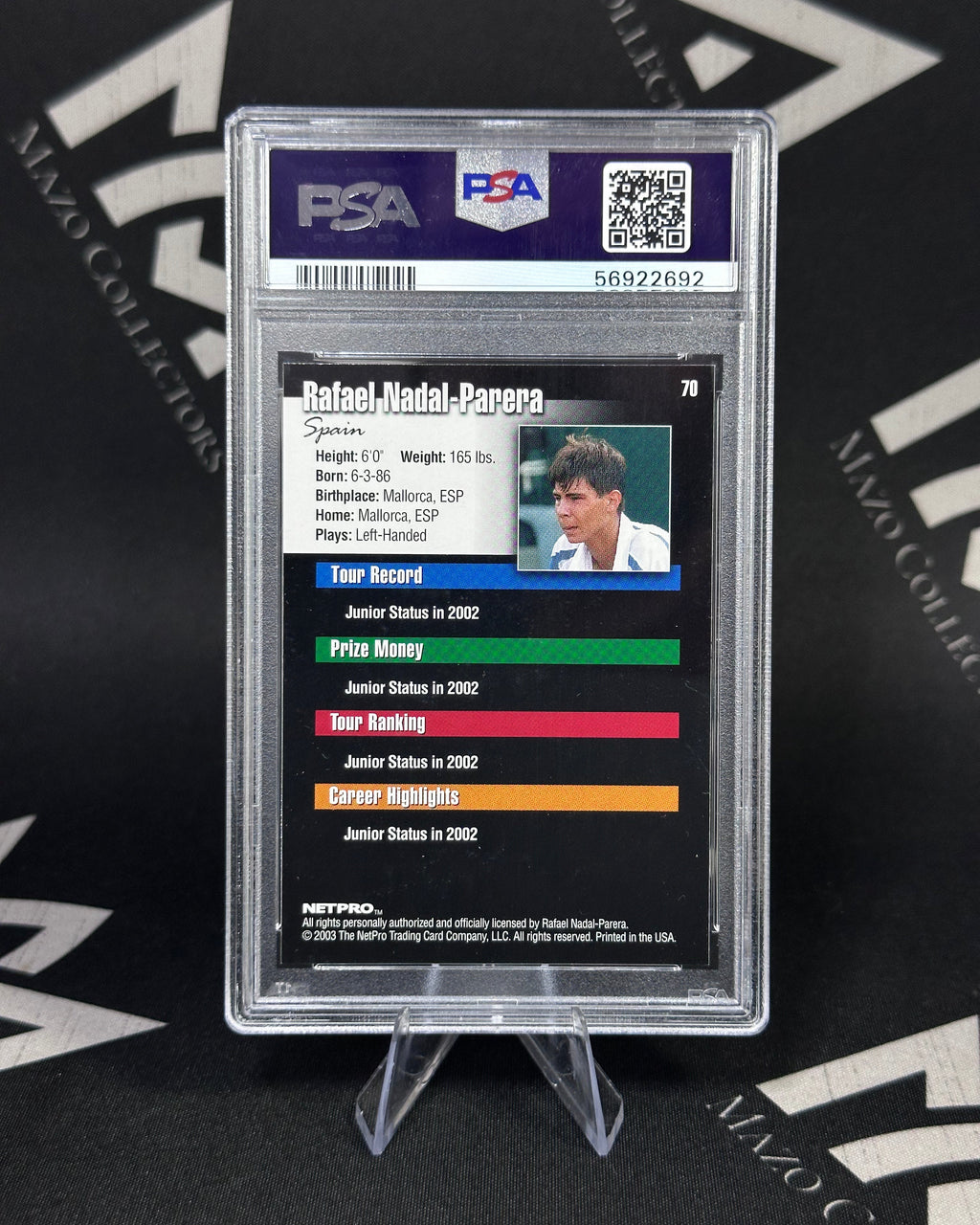 Rafael Nadal – Rookie Card – PSA 9 – NetPro Tennis 2003