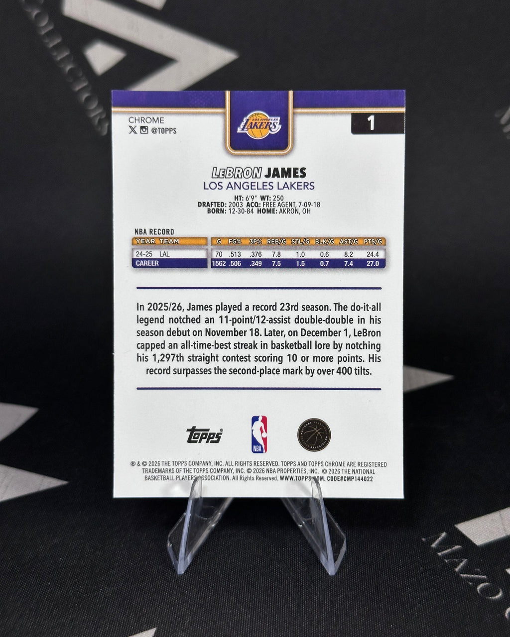 LeBron James – Red White & Blue Refractor Lakers – Topps Chrome Basketball 2025/26