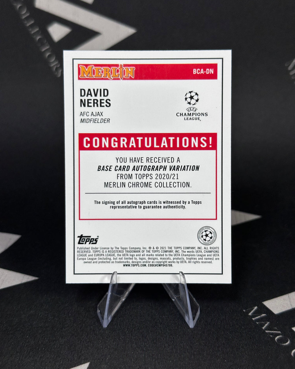 David Neres – Autógrafo Refractor – Topps Merlin UEFA Club Competitions 2020/21