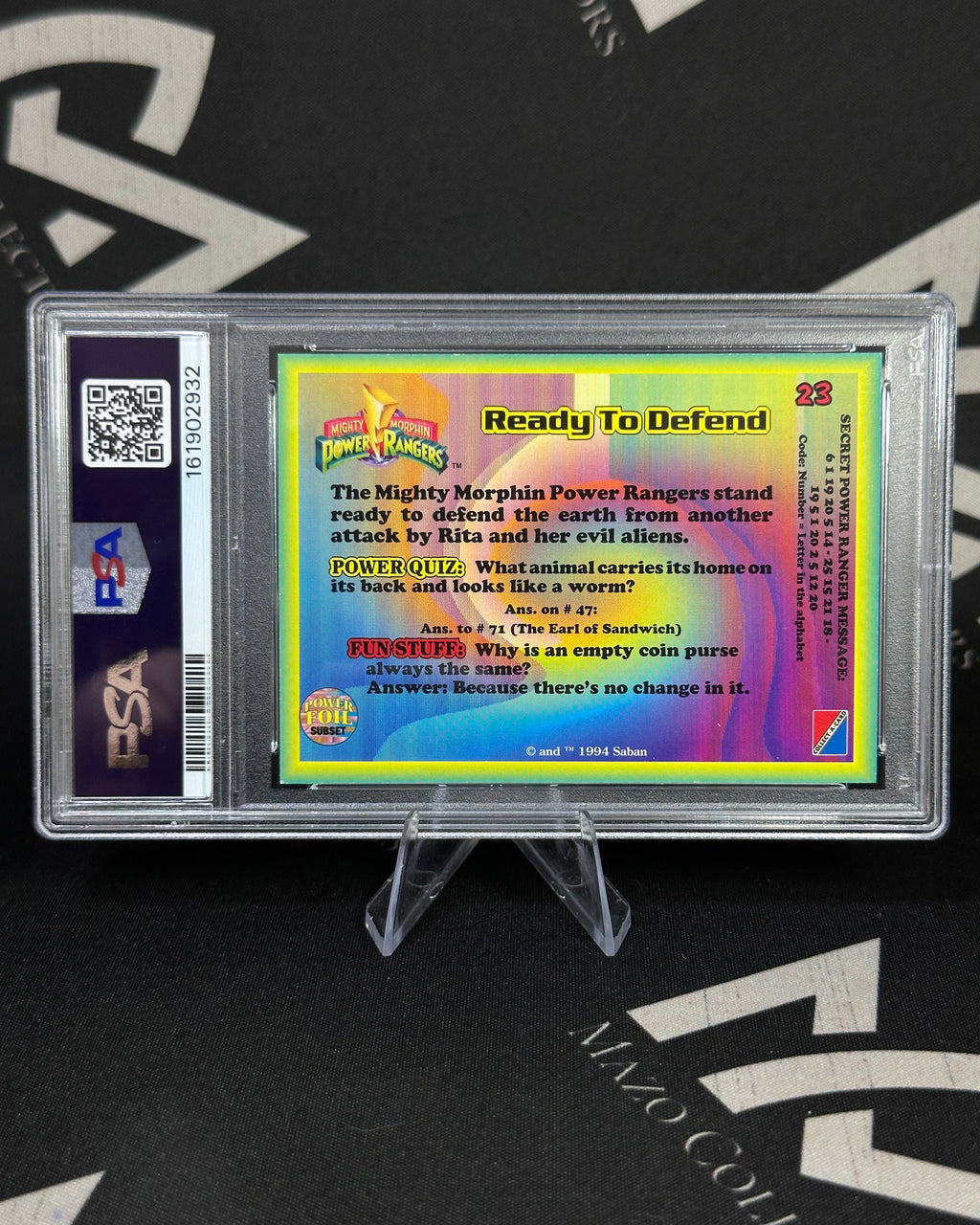 Power Rangers – Ready to Defend – Hobby Power Foil – CAC Power Rangers 1994 – PSA 7