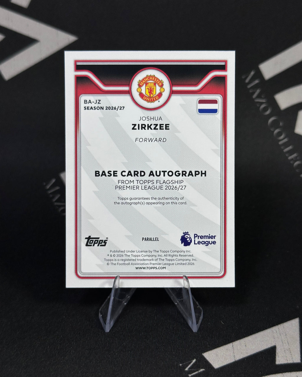 Joshua Zirkzee – Autógrafo Blue Sparkle 093/150 – Topps Premier League 2026/27