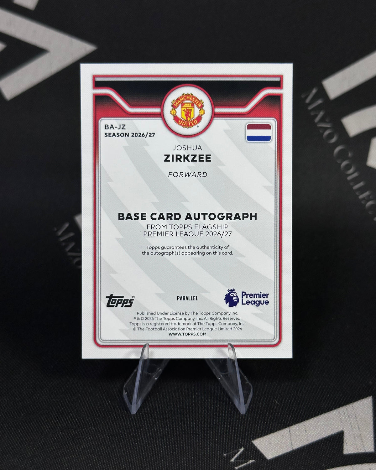 Joshua Zirkzee – Autógrafo Blue Sparkle 093/150 – Topps Premier League 2026/27